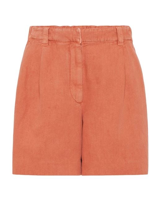 Brunello Cucinelli Orange Pleated Shorts
