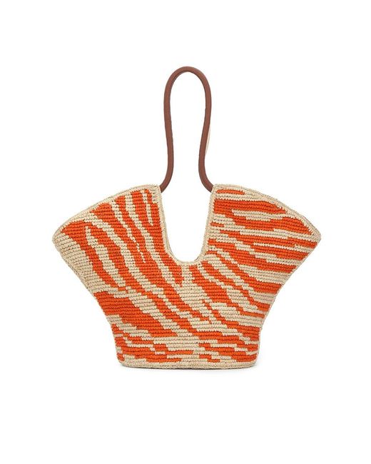 Zimmermann Orange Medium Goldentime Zebra-print Raffia Tote Bag