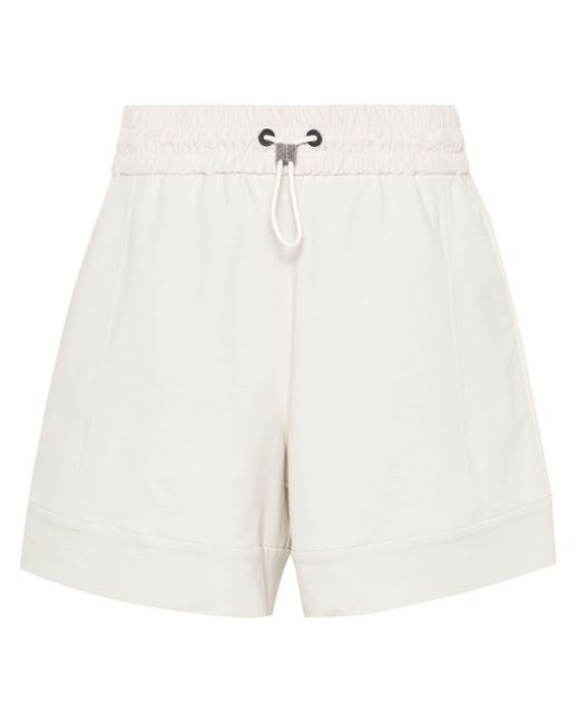 Brunello Cucinelli White Monili-detail Jersey Shorts