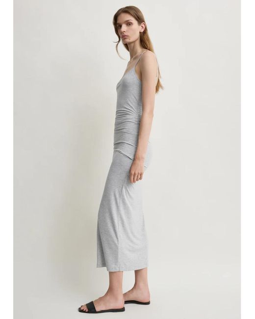 Totême Gray Draped Slip Dress Pale Grey Mèlange