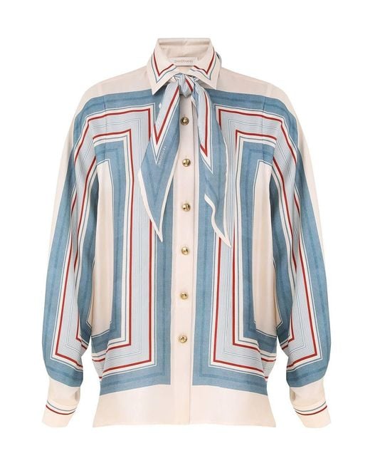 Zimmermann Blue Relaxed Scarf Shirt