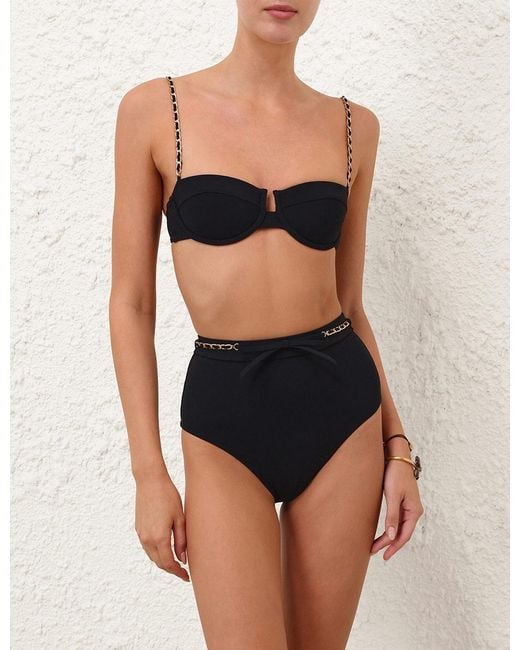 Zimmermann Black Roselight Chain Balconette Top