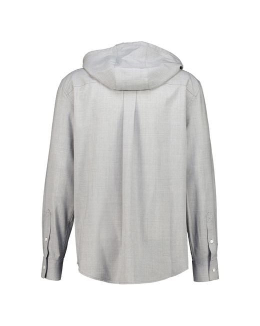 Bottega Veneta Gray Hooded Wool Shirt for men