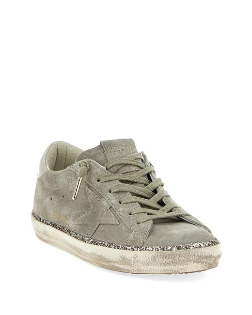 Golden Goose Deluxe Brand Natural Super-star Glitter-star Leather Sneakers