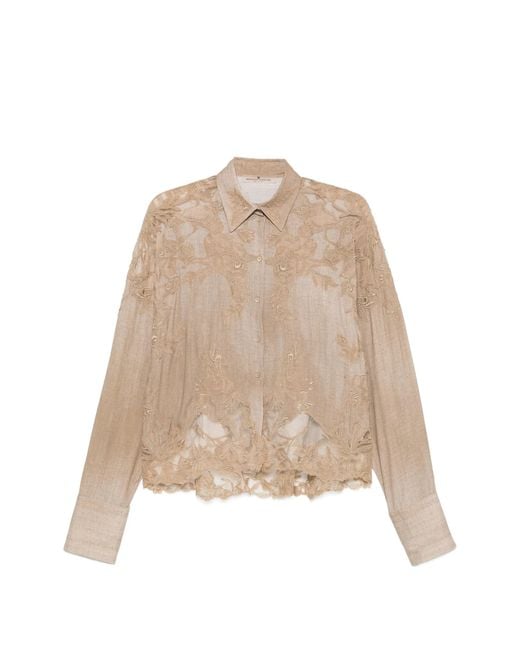 Ermanno Scervino Natural Embroidered Shirt