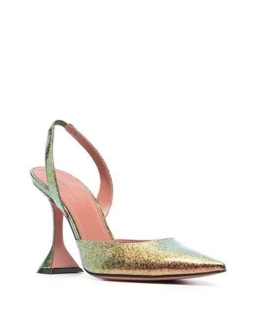 Amina muaddi holli cheap metallic slingback pumps