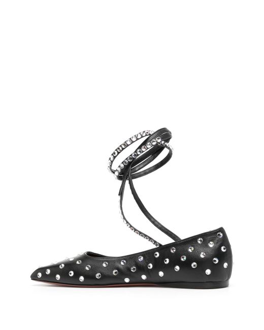 AMINA MUADDI Black Ane Crystal-embellished Ballerina Shoes