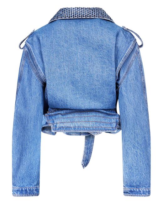 Area Blue Crystal-embellished Denim Jacket