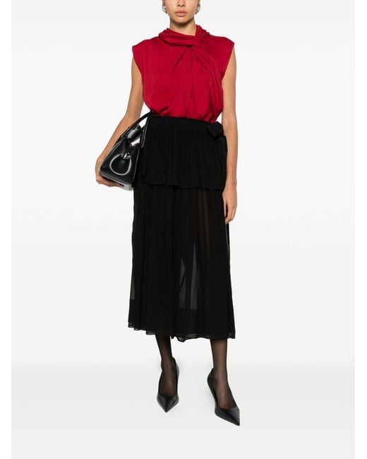 Lanvin Red Draped Blouse