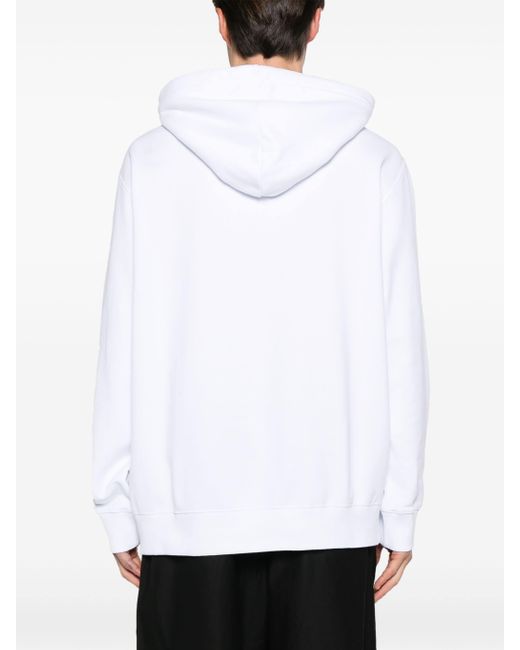 Lanvin White Logo-embroidered Cotton Hoodie for men