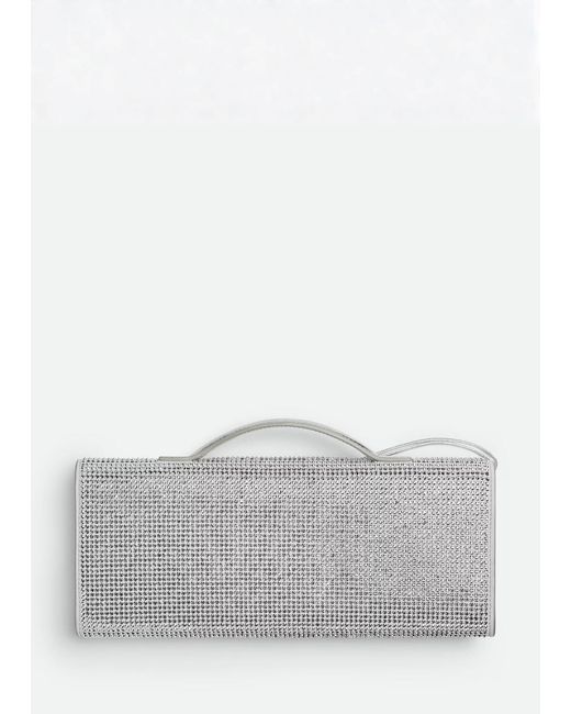 Bottega Veneta Gray Leather Crystal-Embellished Andiamo Clutch Bag