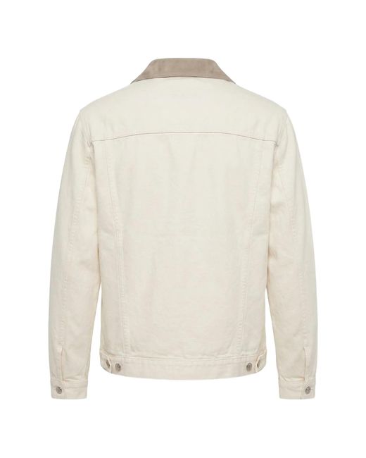 Brunello Cucinelli White Contrast-collar Button-up Jacket for men