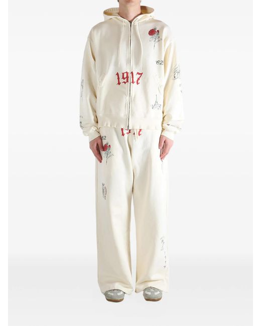 Balenciaga White Tattoo Graphic-print Zip-up Hoodie for men