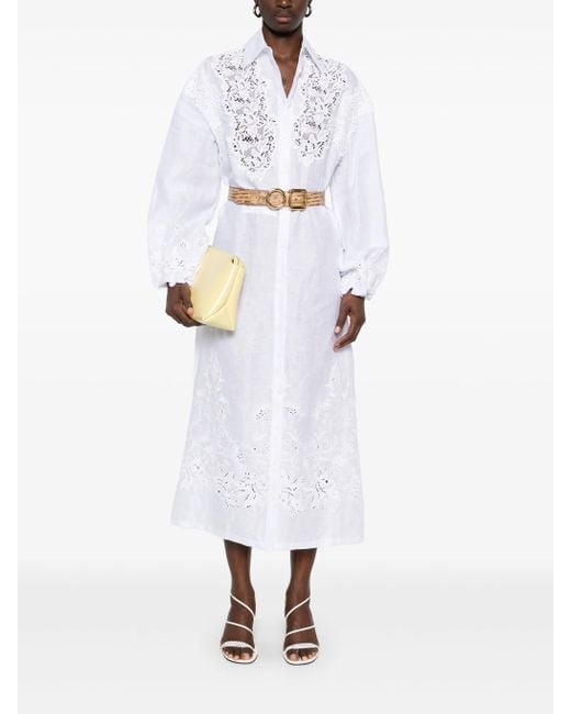 Ermanno Scervino White Lace-detail Shirt Dress