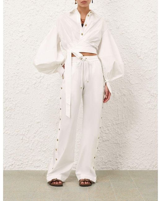 Zimmermann White Rrebellion Poplin Button Pant