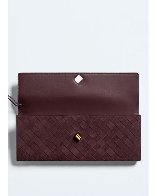 Bottega Veneta Purple Andiamo Suede Clutch Bag