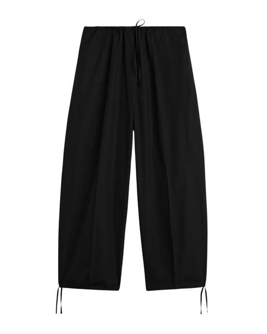 Totême Drawstring Cotton Trousers Black