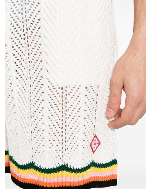 Casablancabrand White Striped Chevron-knit Shorts for men