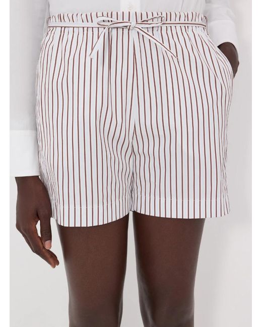 Loulou de Saison White Lory Striped Cotton Poplin Shorts