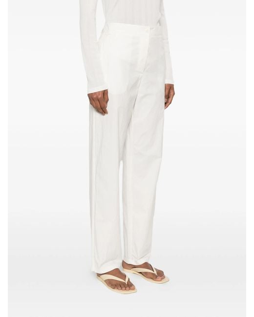 The Row White Fael Straight-leg Trousers