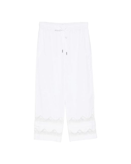Ermanno Scervino White Lace-trim Cropped Trousers