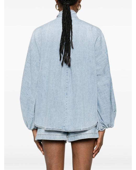 Zimmermann Blue Indra Tie-neck Blouse
