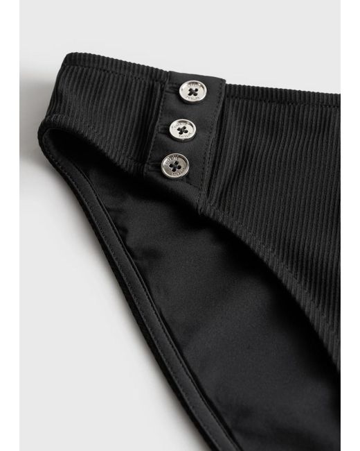 Totême Black Ribbed Bikini Bottom