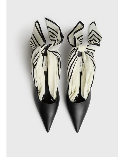 Totême Scarf Nappa Slingbacks Black/ecru