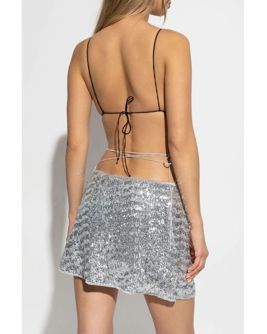 Oseree Gray Paillettes Skirt