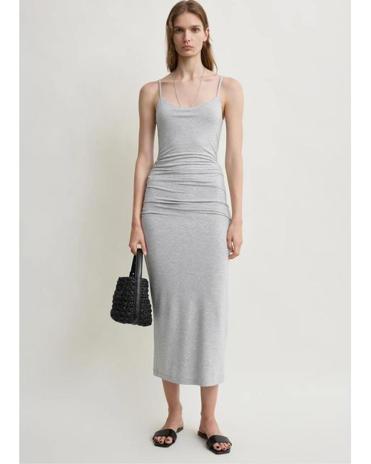 Totême Gray Draped Slip Dress Pale Grey Mèlange