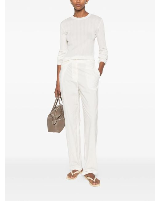 The Row White Fael Straight-leg Trousers