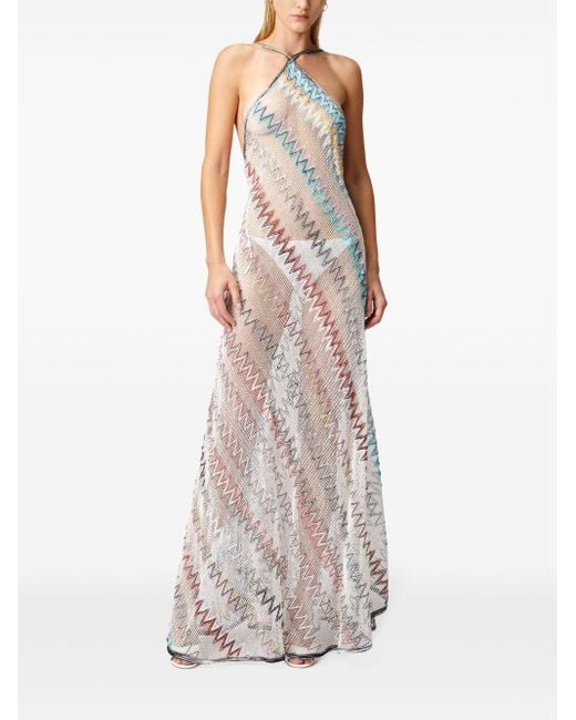 Missoni White Zigzag-woven Maxi Dress