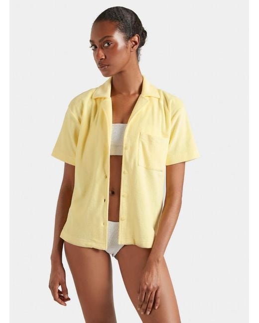 Hunza G Yellow Terry Towelling Cuban Shirt