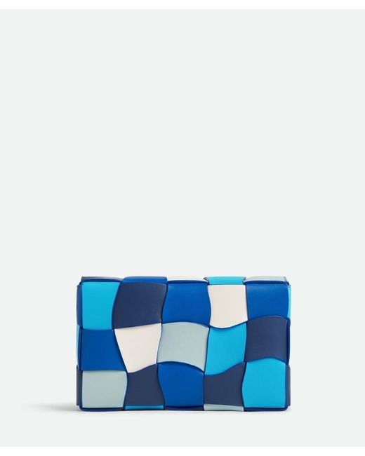 Bottega Veneta Blue Cross/body Bag In Intreccio Leather With Multicoloured Wave Pattern for men