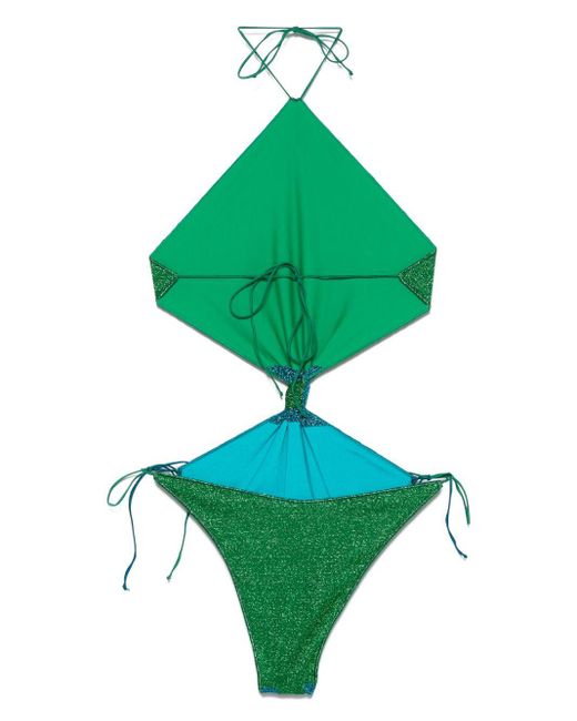 Oseree Green Lumière Bicolor Diamond Knot Maillot