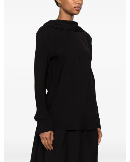 The Row Black Evo Draped-back Top