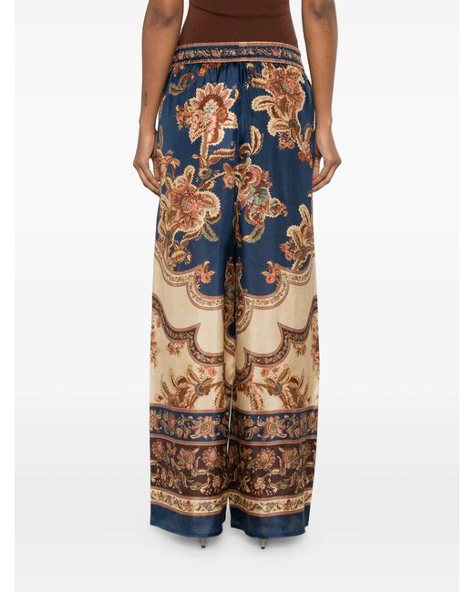 Zimmermann Blue Aster Floral-print Drawstring Trousers