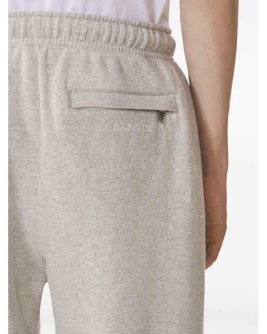 Lanvin Gray Embroidered-logo Trousers for men