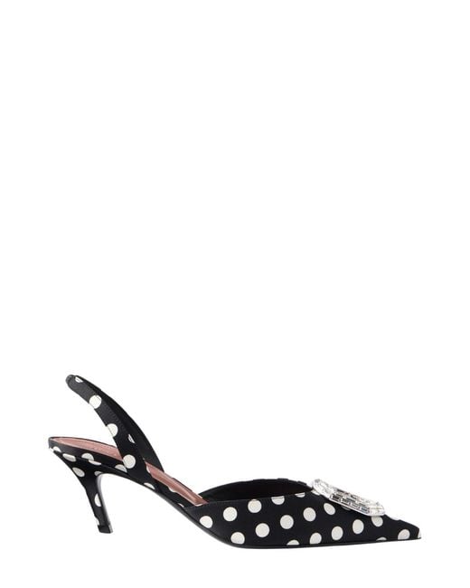 AMINA MUADDI White Camelia Sling 60 Black Polka Dot Satin