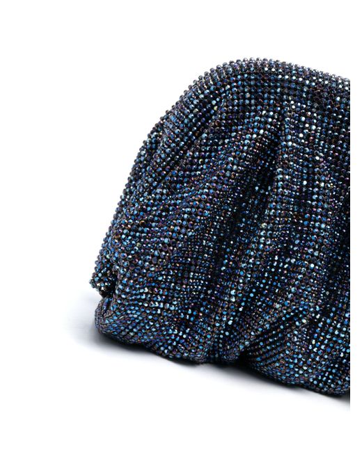 Benedetta Bruzziches Blue Rhinestone-embellished Draped Clutch Bag