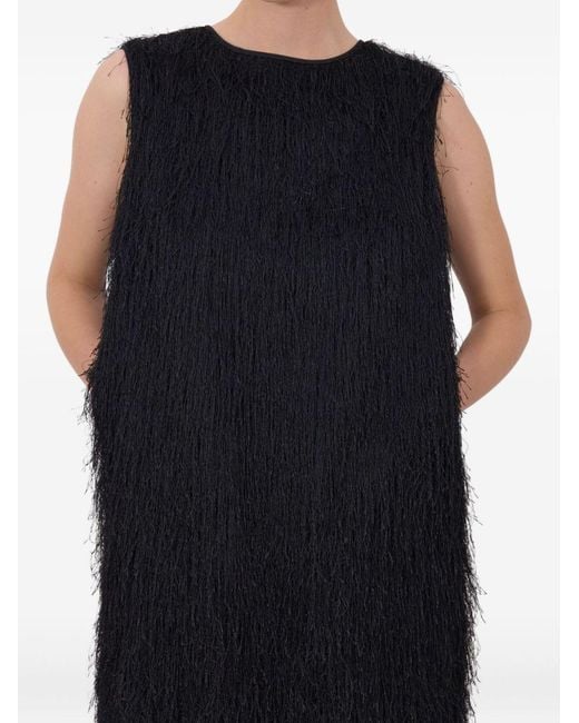 Loulou de Saison Black Tiwa Maxi Fringed Dress