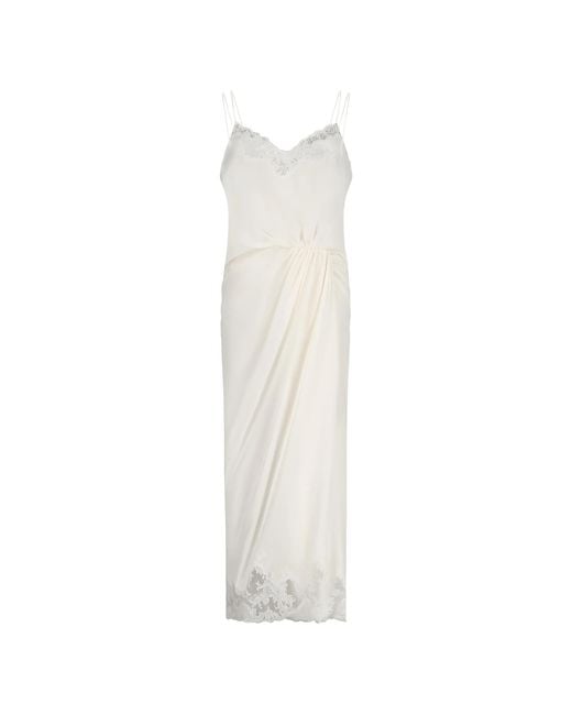 Ermanno Scervino White Lace-trim Gathered Dress
