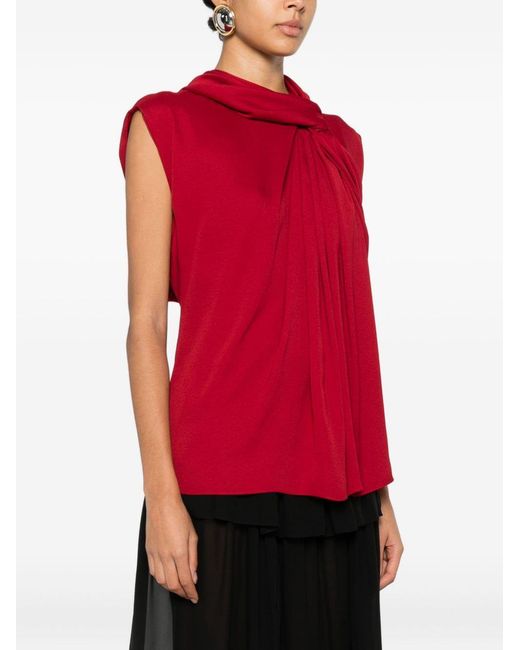Lanvin Red Draped Blouse