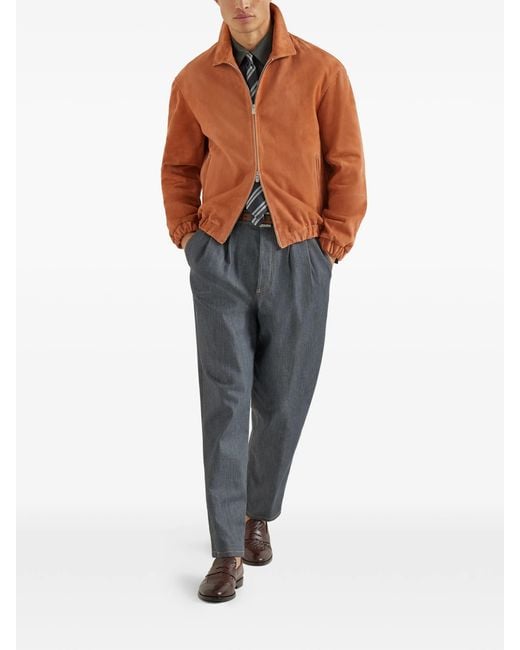 Brunello Cucinelli Gray Pleat Five-pocket Trousers for men