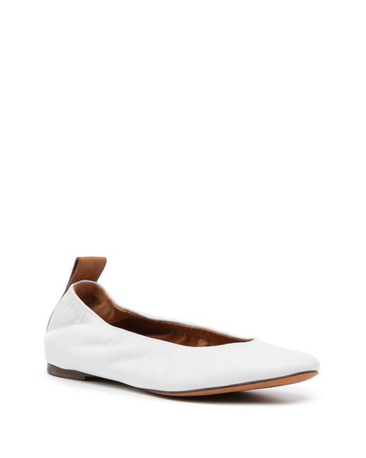 Lanvin White Leather Ballerina Shoes