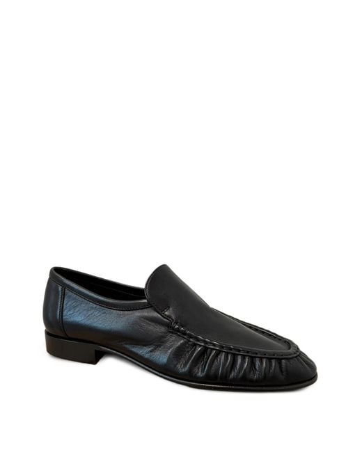 The Row Black Soft Moccasin Two Leather Loafers