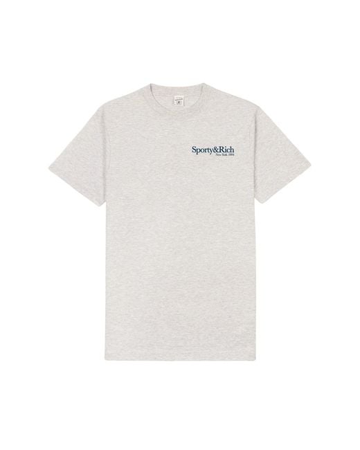 SPORTY&RICH White Run Club T-shirt - Heather Gray/navy