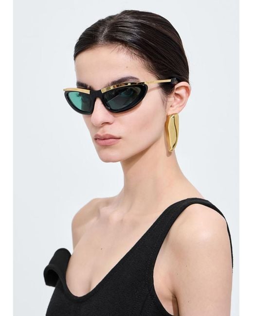 Bottega Veneta Green Prisma Cat Eye Sunglasses