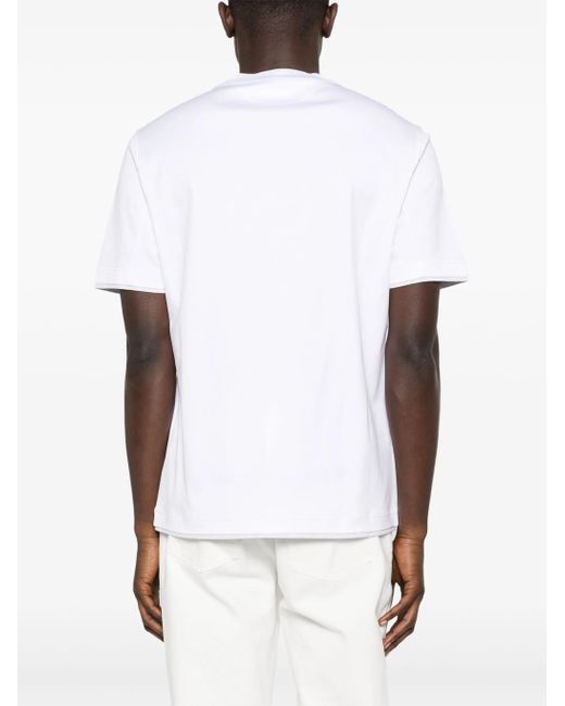 Brunello Cucinelli White Embroidered-logo T-shirt for men