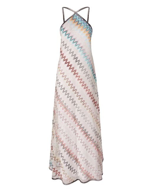 Missoni White Zigzag-woven Maxi Dress